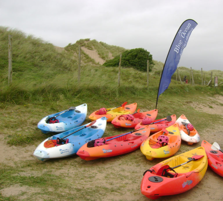 Ten sit-on-top kayaks to be used for kayak surfing.