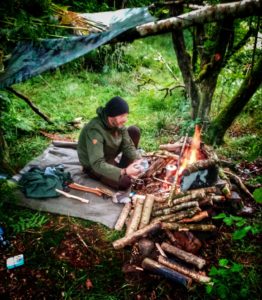 person wild camping