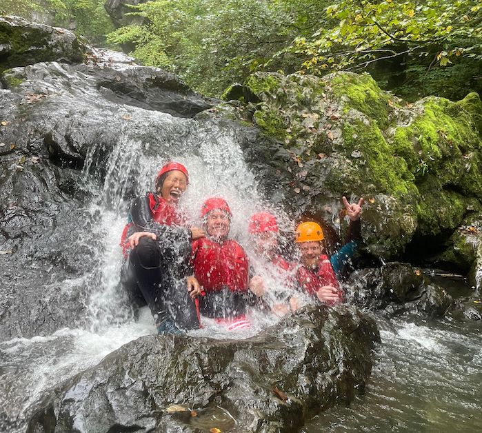 gorge walking action shot of waterfall