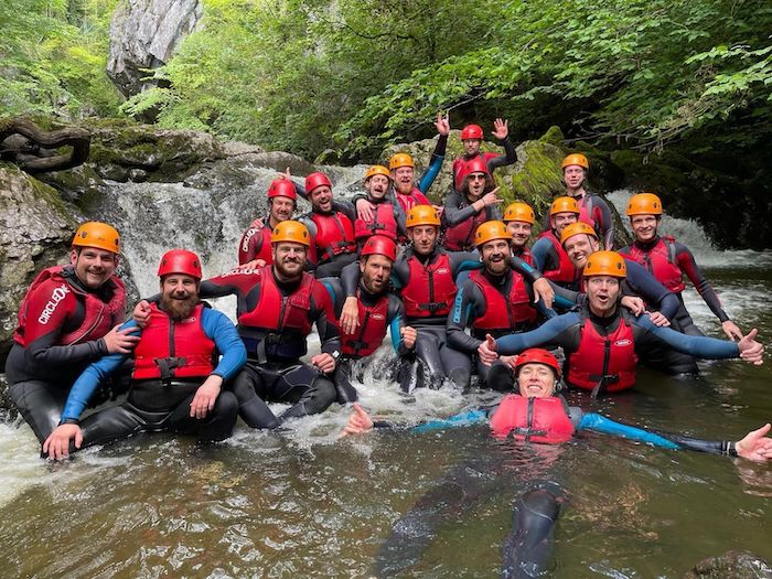 group of men gorge walking stag do