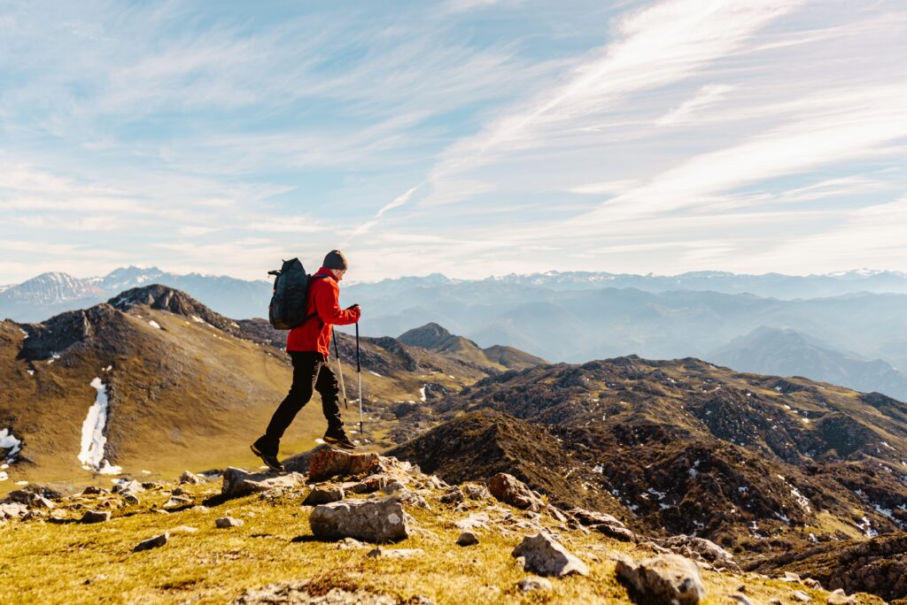 A man on a hiking adventure in Wales