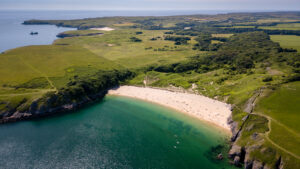 Beautiful aerial view of a beach in Wales