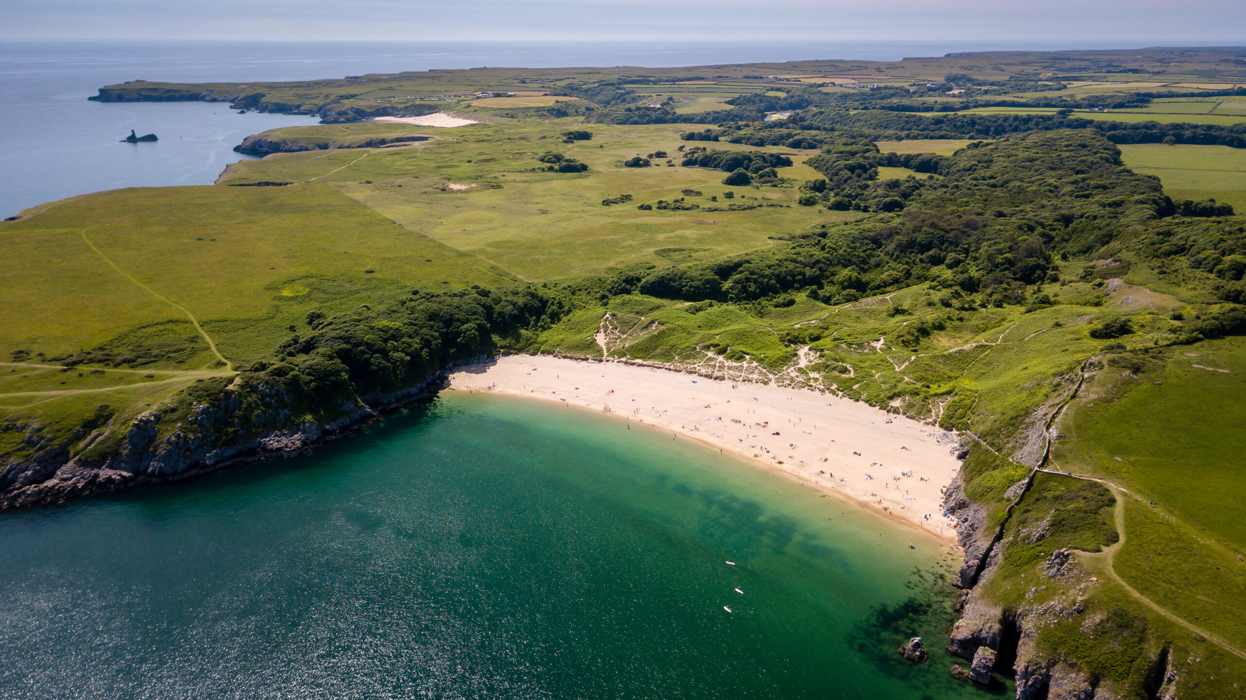 Beautiful aerial view of a beach in Wales