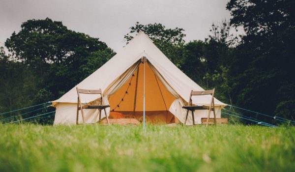 A bell tent for camping.